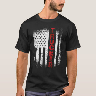 Camiseta Motorista de Caminhão Caminhante Americano Bandeir