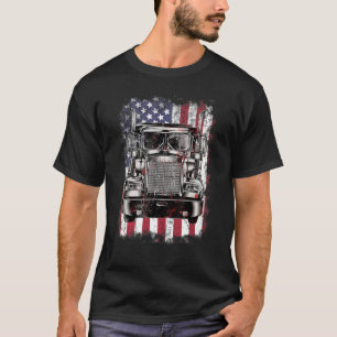 Camiseta Motorista de caminhão dos EUA, bandeira americana 
