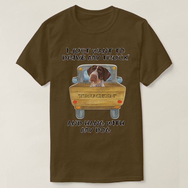 Camiseta Motorista de caminhão Pointers German Wirehaired (Frente do Design)