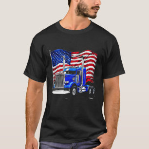 Camiseta Motorista de Caminhão Semi-Reboque Bandeira Americ