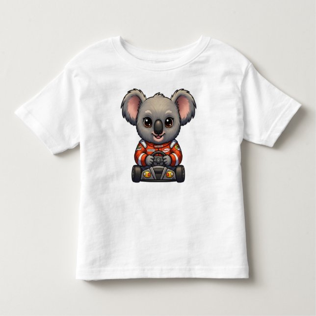 Camiseta Motorista De Carro Cute Baby Koala Race (Frente)