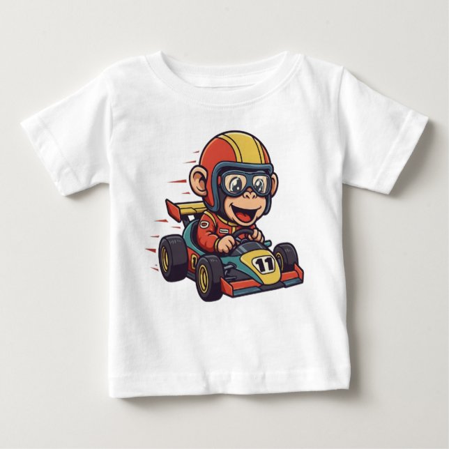 Camiseta Motorista De Carro De Chimp Cuja Raça É Feita (Frente)