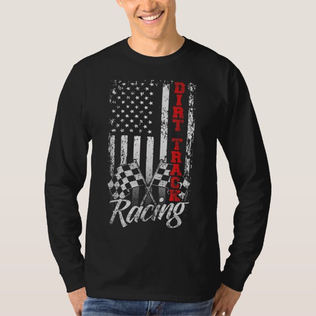 Camiseta Motorista De Carro De Corrida De Bandeiras America (Frente)