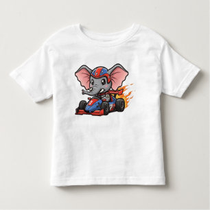 Camiseta Motorista De Carro De Raça De Elefante De Bebê