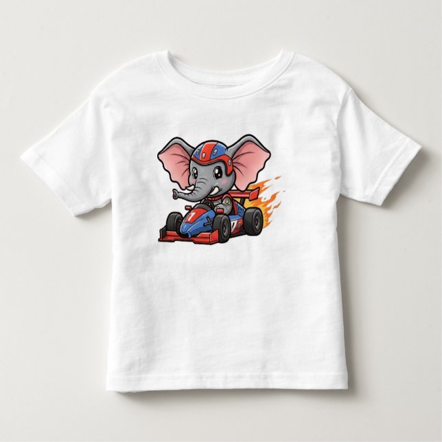 Camiseta Motorista De Carro De Raça De Elefante De Bebê (Frente)
