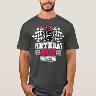 Camiseta Motorista de Corrida de 15 Birthday Boy