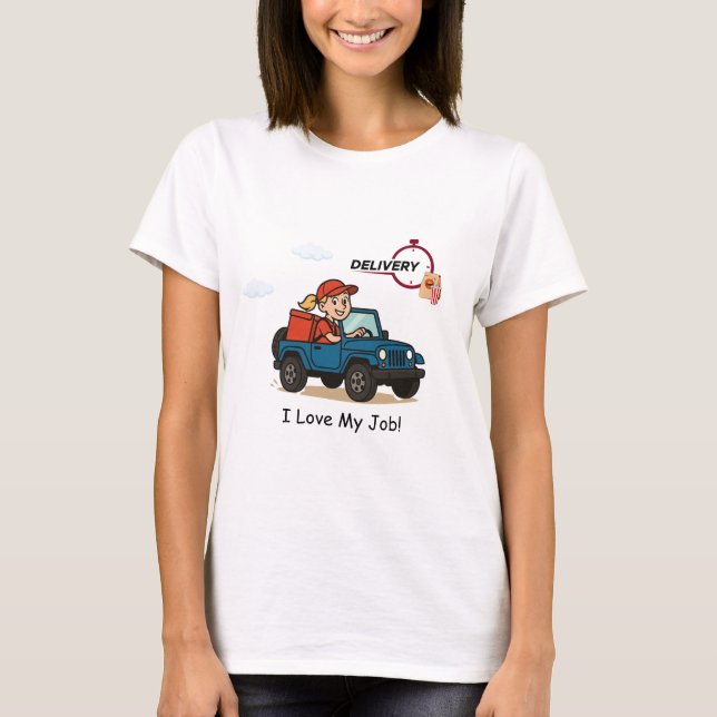 Camiseta Motorista de Entrega de Comida Rápida Desenho Anim (Frente)
