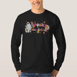 Camiseta Motorista de Ônibus Assustador Floral de Halloween