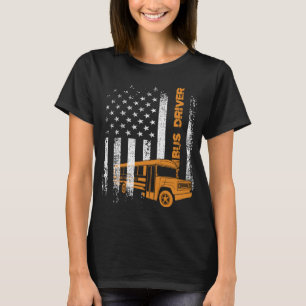 Camiseta Motorista Patriótico de Ônibus EUA Bandeira Americ