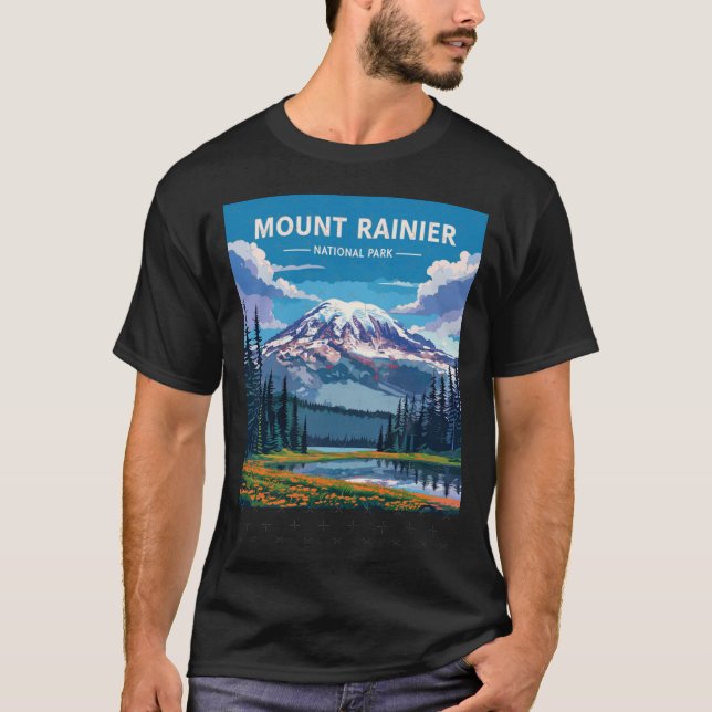 Camiseta Mount Rainier National Park retro (Frente)