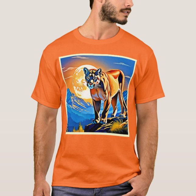 Camiseta Mountain Cougar: Majestade Sunset (Frente)