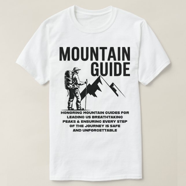 Camiseta Mountain Guide Hiking Adventure Graphic Design (Frente do Design)