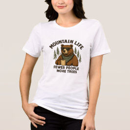 Camiseta Mountain Life, Fewer People More Trees Coffee Bear