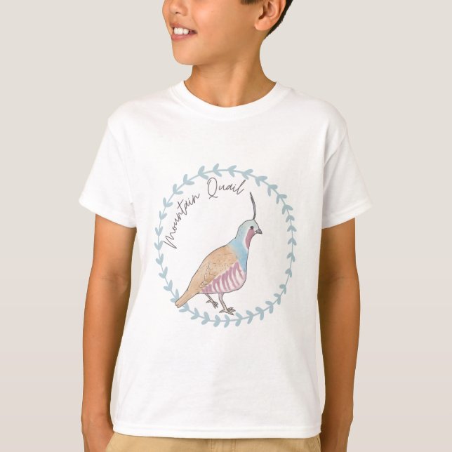 Camiseta Mountain Quail bird species animal logo (Frente)