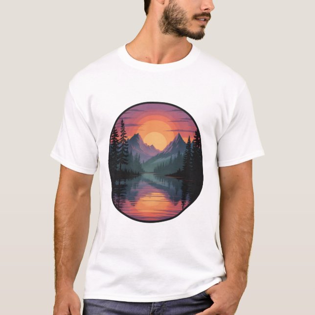 Camiseta Mountain Sunset Nature Scene T‑Shirt design (Frente)