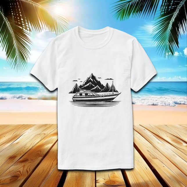 Camiseta Mountains and Boat  (Criador carregado)