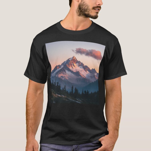 Camiseta Mountains Landscape Mountains Nature Wall Art Acti (Frente)