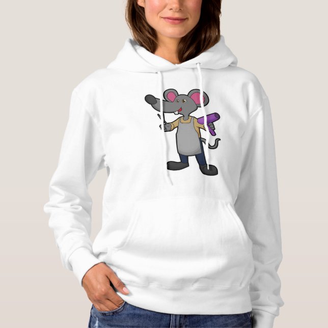 Camiseta Mouse as Hairdresser with Scissors & Hair dryer (Frente)