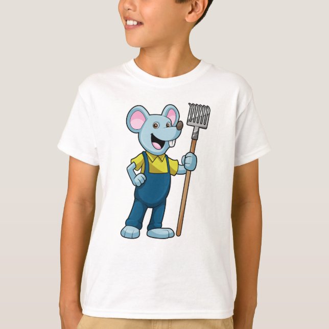 Camiseta Mouse como agricultor com Rake (Frente)