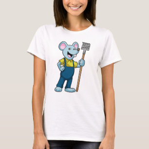 Camiseta Mouse como agricultor com Rake
