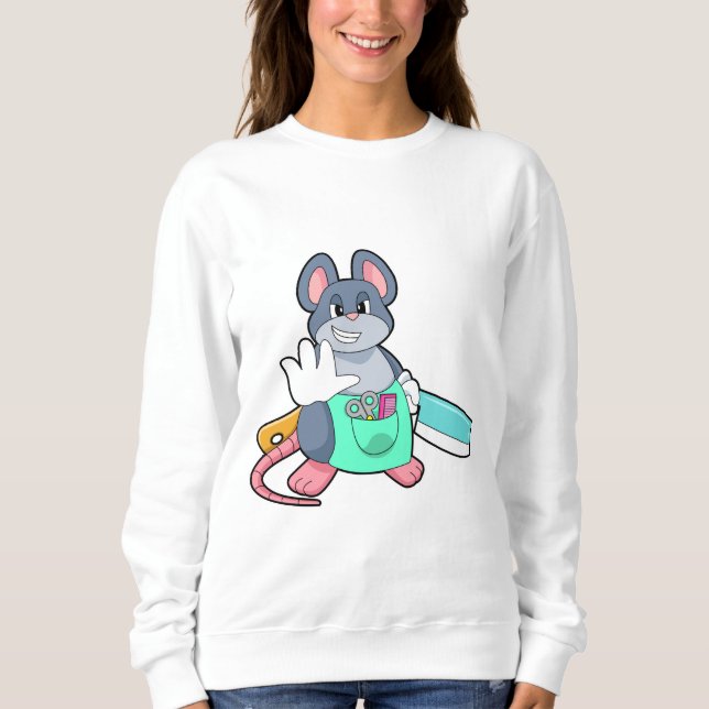 Camiseta Mouse como cabeceira com tesoura e pente (Frente)