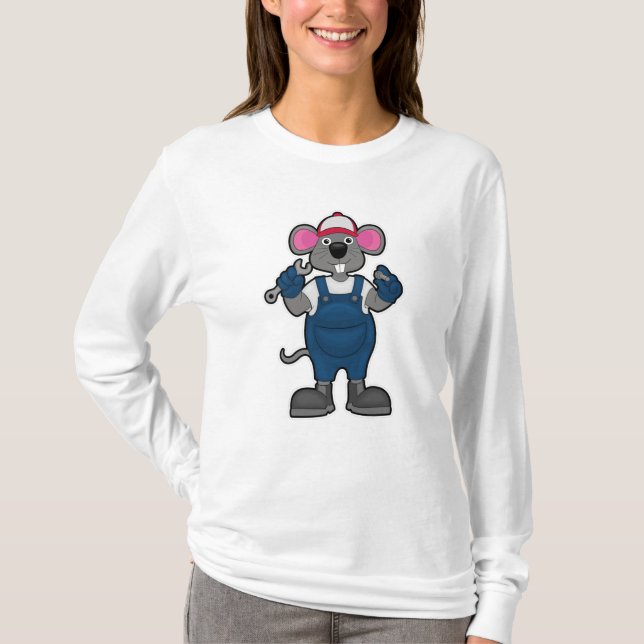 Camiseta Mouse como mecânico com parafuso e descodificador (Frente)
