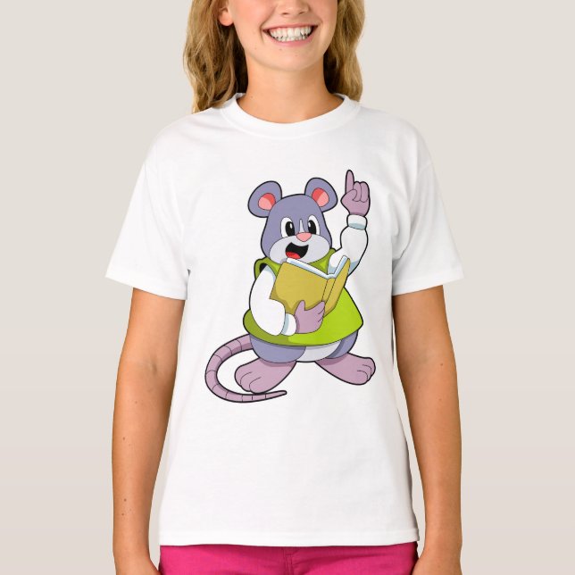 Camiseta Mouse como professor com livro (Frente)