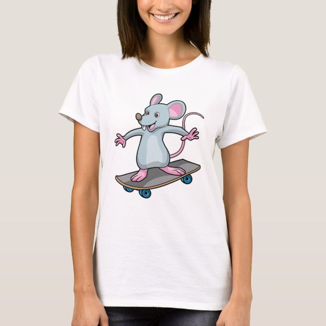 Camiseta Mouse como skater com skate (Frente)