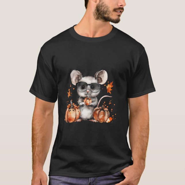 Camiseta Mouse Halloween Trabalho de arte Pumpkin Trick Ou  (Frente)