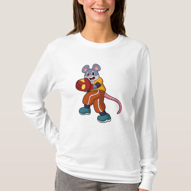 Camiseta Mouse no Baseball com luva de baseball (Frente)