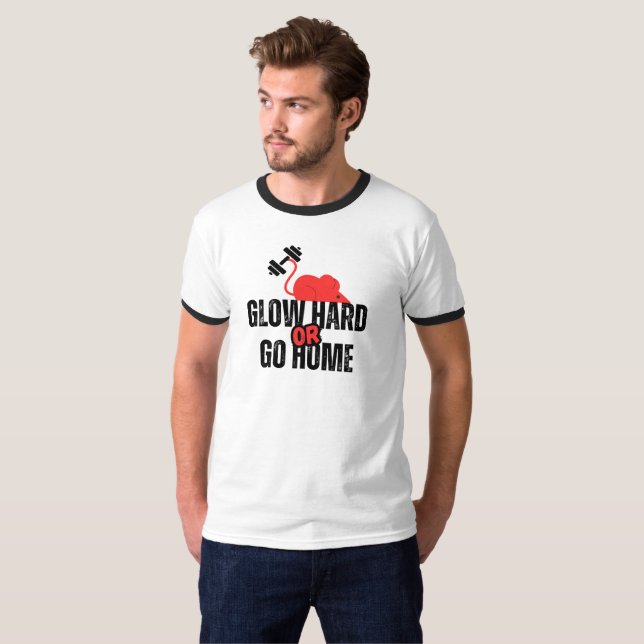 Camiseta Mouse Powerful - Glow Hard Or Go Home (Frente Completa)