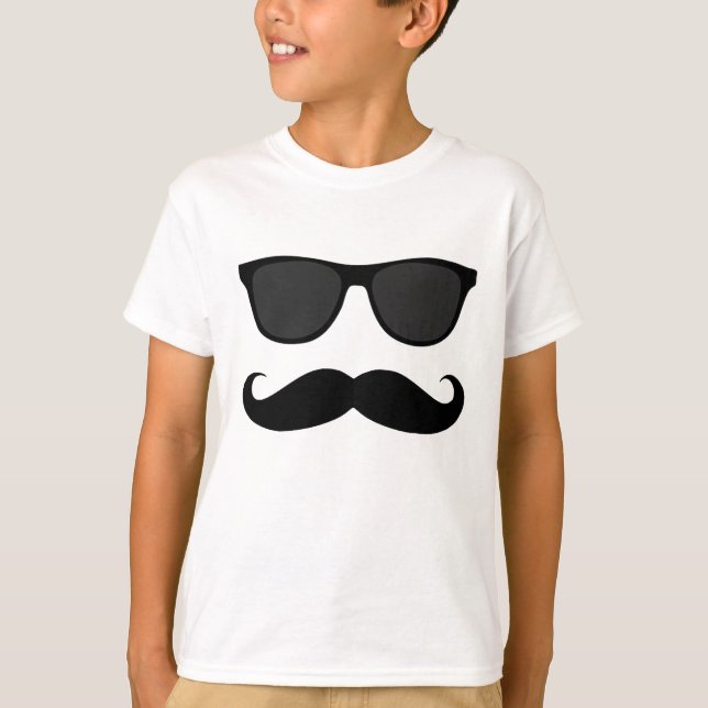 Camiseta Moustache e presente pretos do humor dos óculos de (Frente)
