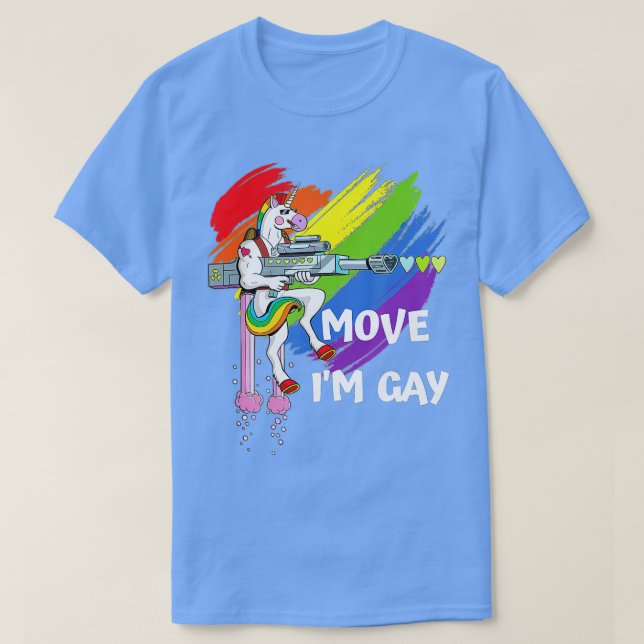 Camiseta Mover O Orgulho LGBQ Do Gay Rainbow Unicorn (Frente do Design)