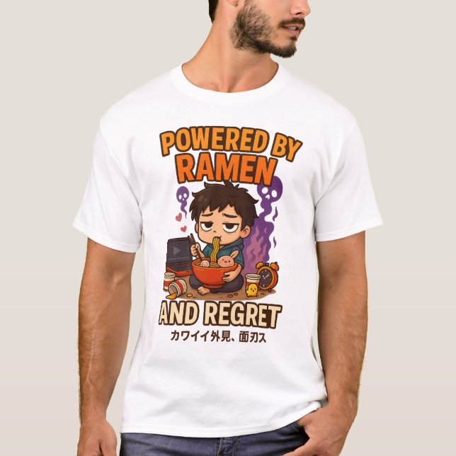 Camiseta Movido a Ramen e Arrependimento (Frente)