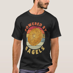 Camiseta Movido por Bagéis Frio Retro Comida Café da Manhã