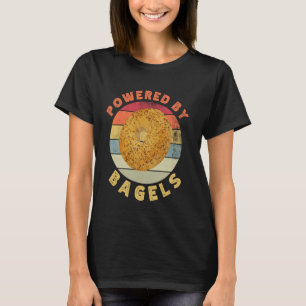 Camiseta Movido por Bagéis Frio Retro Comida Café da Manhã