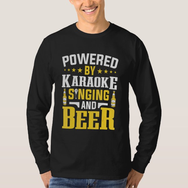 Camiseta Movido Por Karaoke Singing E Beer Microphone Sin (Frente)