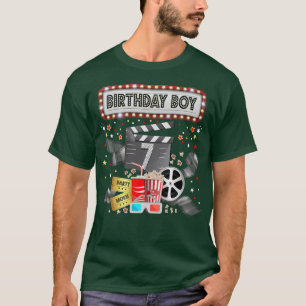 Camiseta Movie Night Birthday Party Pajama Slumber Popcorn 