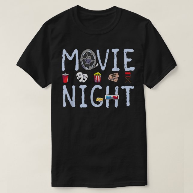 Camiseta Movie Night Popcorn Tickets Family Cinema Time Fil (Frente do Design)