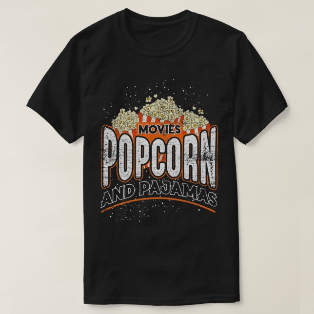 Camiseta Movies Popcorn And Pajamas Popcorn  (Frente do Design)