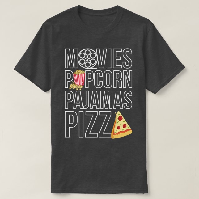 Camiseta Movies Popcorn Pajamas Pizza 10232315 (Frente do Design)
