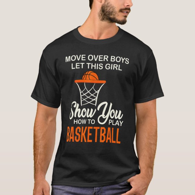 Camiseta Movimentação Sobre Meninas Mostra Como Jogar Baske (Frente)