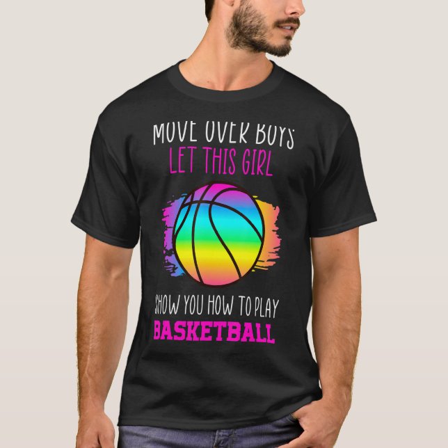 Camiseta Movimentação Sobre Meninas Mostra Como Jogar Baske (Frente)