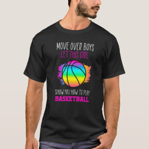 Camiseta Movimentação Sobre Meninas Mostra Como Jogar Baske