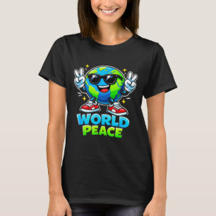 Camiseta Movimento Divertido e Fofo de Paz Mundial que Espa