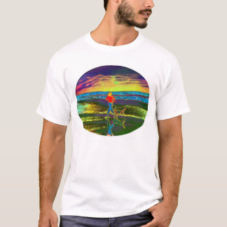 Camiseta Movimento do por do sol com um cão…