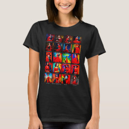 Camiseta Movimentos de Arte Preta de Vestido Vermelho