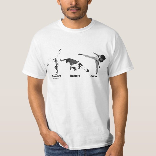 Camiseta Movimentos de Capoeira, ataque da defesa (Frente)