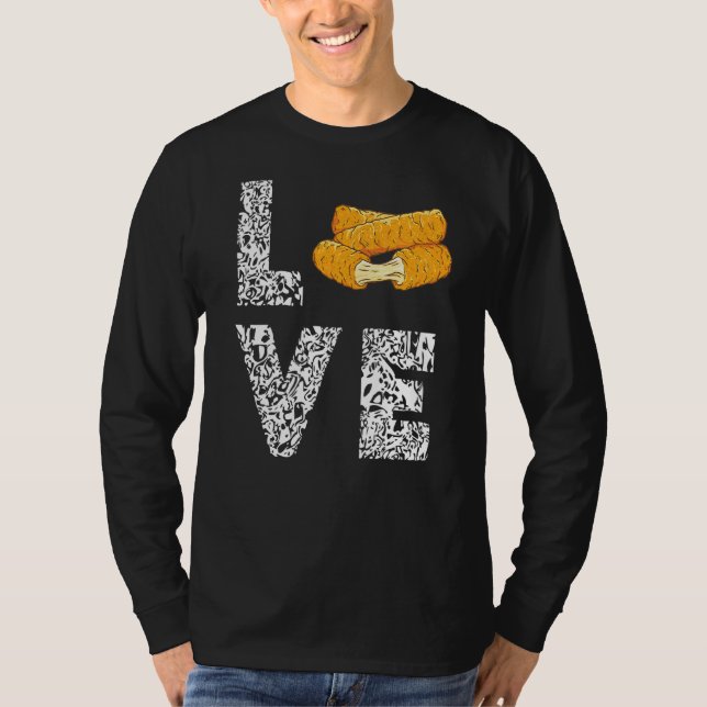 Camiseta Mozzarella Sticks Leopardo Amor Queijos Pão (Frente)