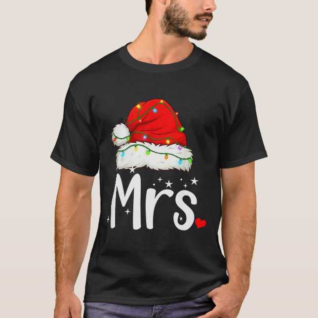 Camiseta Mr And Mrs Claus Couples Matching Christmas Pajama (Frente)